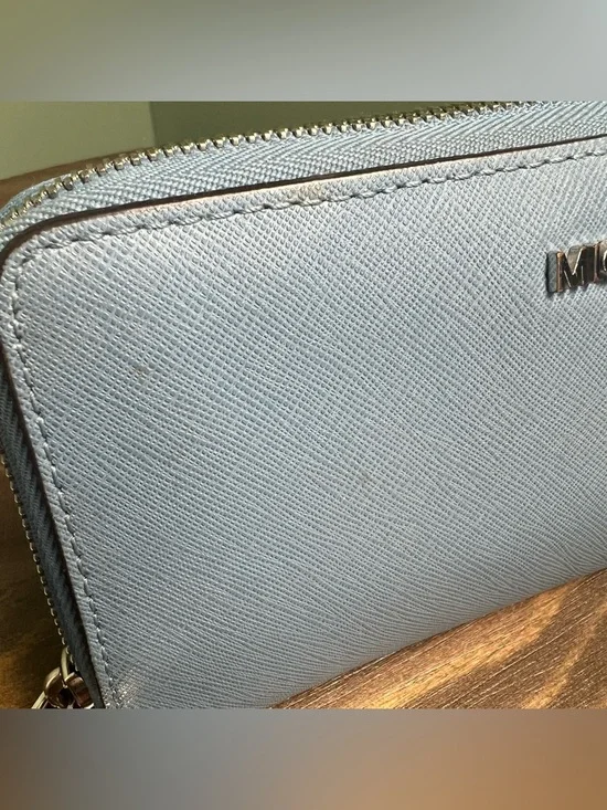 Michael Kors Jet Set Travel Large Continental Zip-Around Leather Wallet Blue - Picture 4 of 12